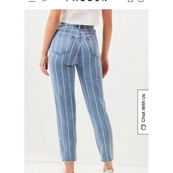 PacSun Mom jeans window pane striped cropped 23 straight - Picture 3 of 12
